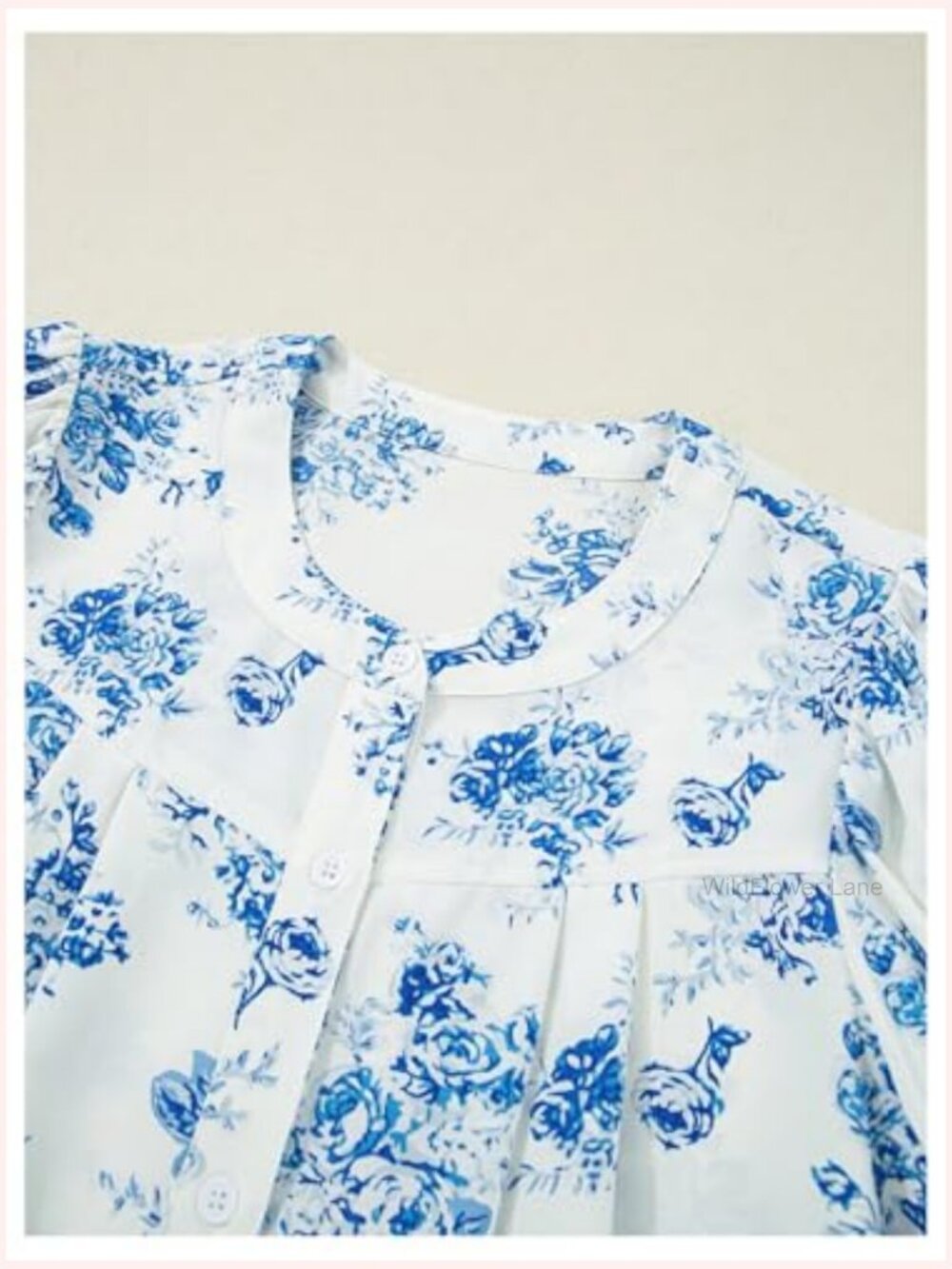 Floral Button Down Shirt Ruffle Sleeve Boho Blouse Dressy Casual Top - Picture 5 of 5